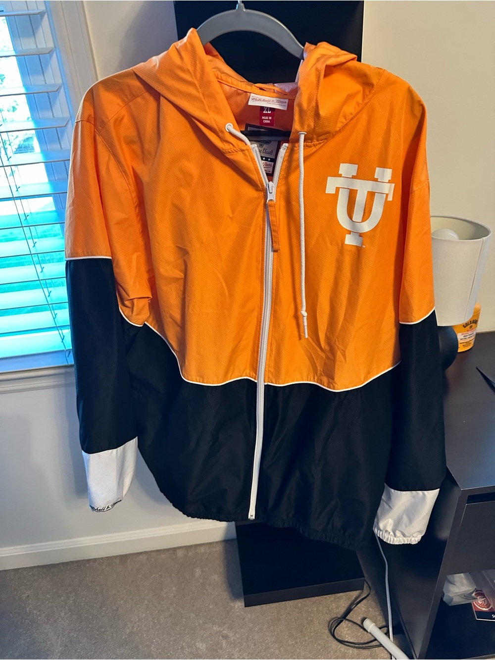 Mitchell & Ness Orange and Black Hooded Rain Jacket/windbreaker